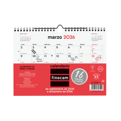 Calendario Neutro Pared 16 Meses 2025 2026