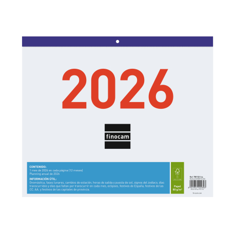 Calendario Faldilla para Escribir 2026