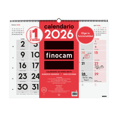Calendario Neutro de Pared Mixto XL 2026