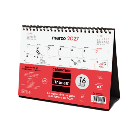 Calendario Neutro Sobremesa 16 Meses 2026 2027
