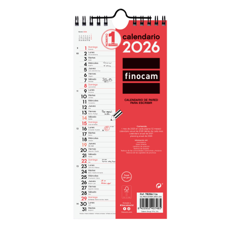 Calendario Neutro de Pared para Escribir 2027