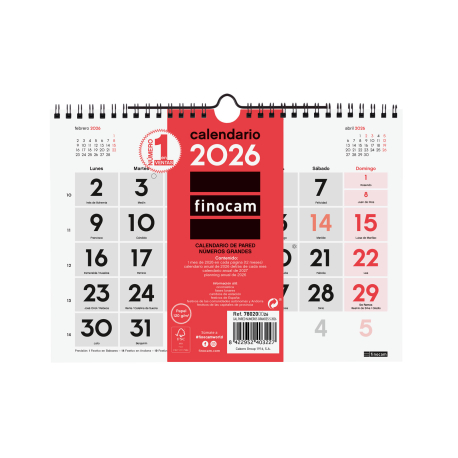Calendario Neutro de Pared Números Grandes 2027