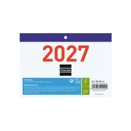 Calendario Faldilla Números Grandes 2027