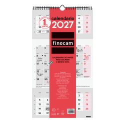 Calendario Neutro de Pared para Escribir 3 Meses Vista 2027