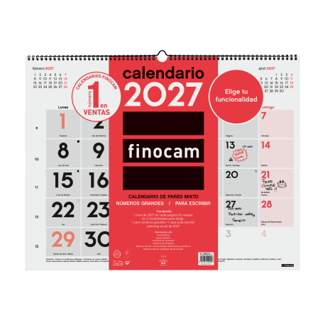 Calendario Neutro de Pared Mixto XL 2027