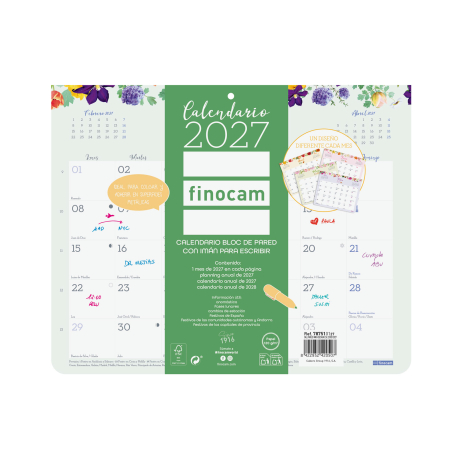 Calendario Bloc Design de Pared con Imán para Escribir 2027