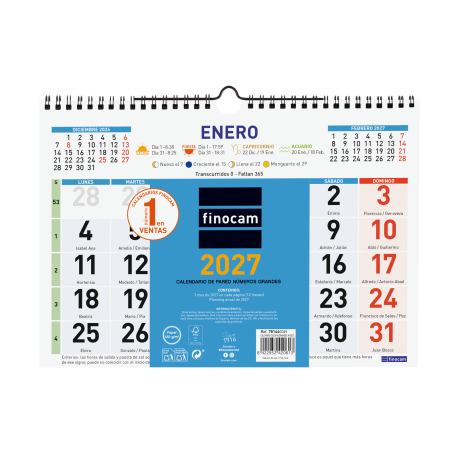 Calendario Color de Pared Números Grandes 2027